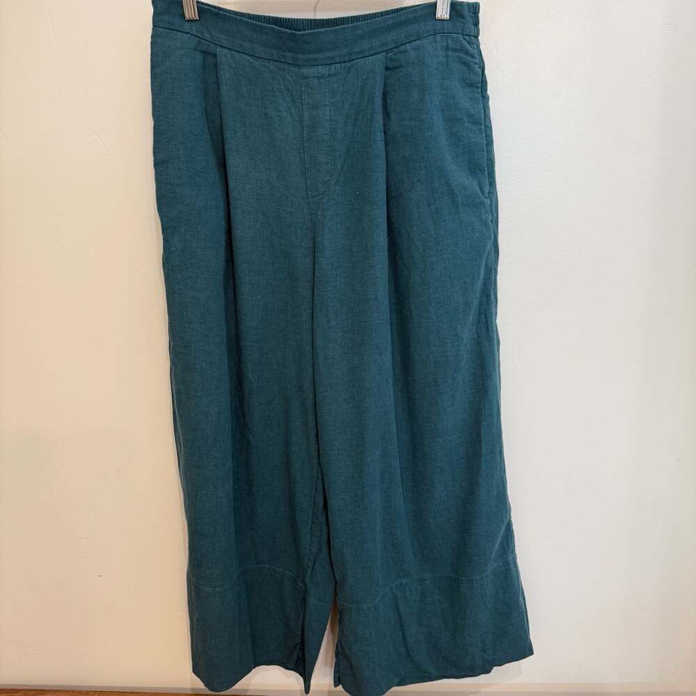 Banana Republic Linen Blend Teal Green Wide Leg  crop Pants Size M